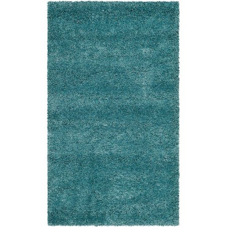 SAFAVIEH Contemporary Rectangle Premium Shag Rug, Aqua Blue - 2 x 22 ft. SG180-6060-222